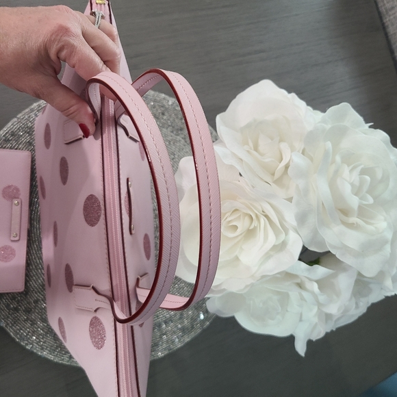 NWT - Kate Spade - Hani, Haven Lane Glitter Pink Polka Dot Tote - Picture 12 of 16